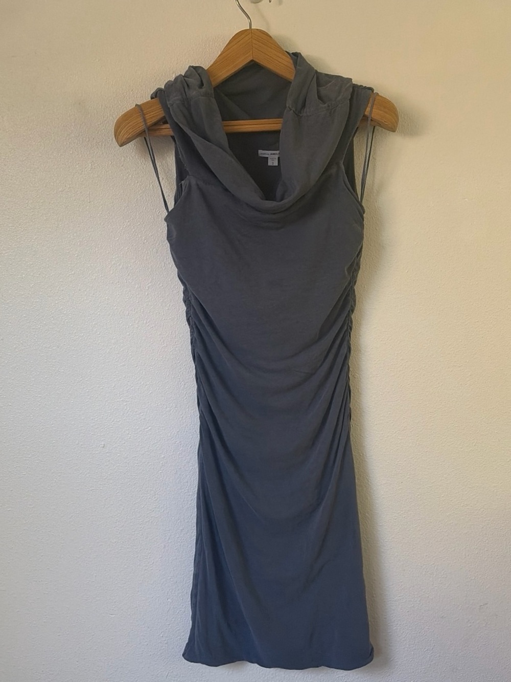 James Perse | Sleeveless Ruched Charcoal Gray Mini Dress
